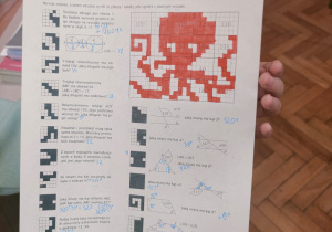 Praca ucznia, prezentują się zadania, które mieli wykonać uczniowie.